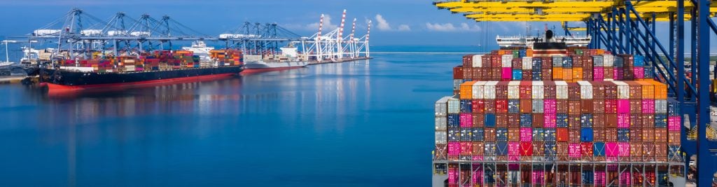 Shipping containers and cargo ships on the water